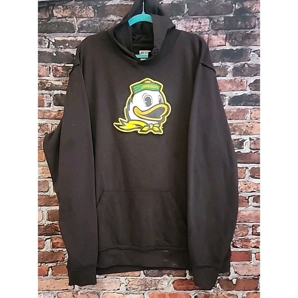 Vintage Oregon Ducks Hoodie Sweatshirt Mens 2Xl Black Pullover Box Seat Clothing